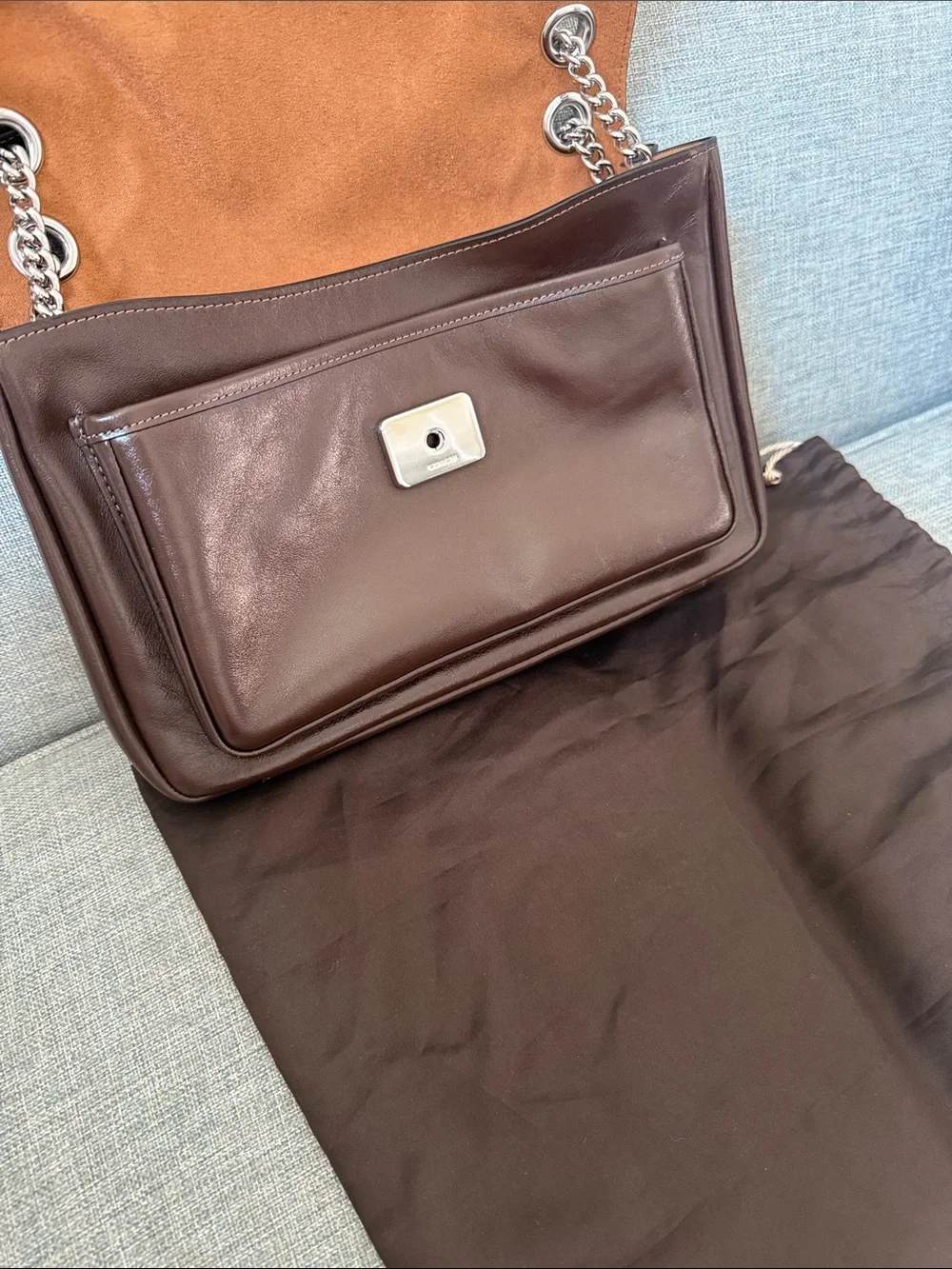 Coach Elodie Crossbody/Shoulder Maple  Leather  Bag with Silver Chain
